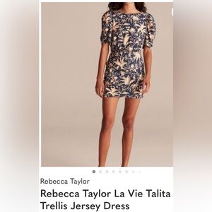 Rebecca Taylor Blue and Tan Jersey Mini Dress